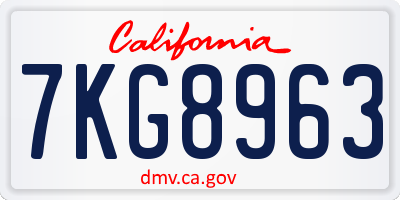 CA license plate 7KG8963