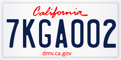 CA license plate 7KGA002