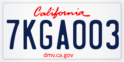 CA license plate 7KGA003