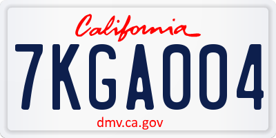 CA license plate 7KGA004