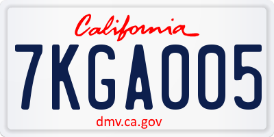 CA license plate 7KGA005