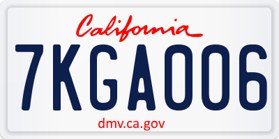 CA license plate 7KGA006
