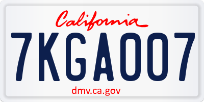 CA license plate 7KGA007
