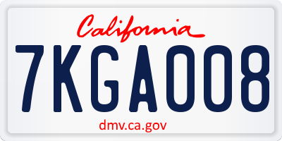 CA license plate 7KGA008