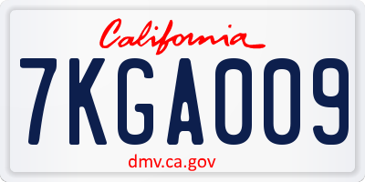 CA license plate 7KGA009