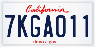 CA license plate 7KGA011