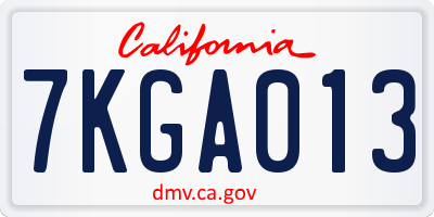 CA license plate 7KGA013