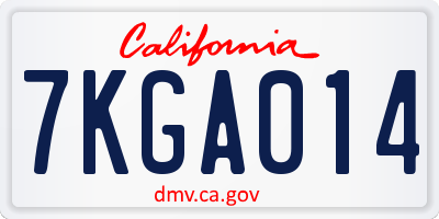 CA license plate 7KGA014