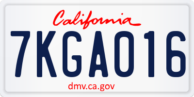 CA license plate 7KGA016