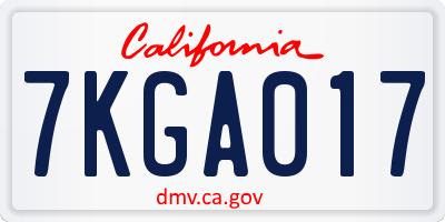 CA license plate 7KGA017