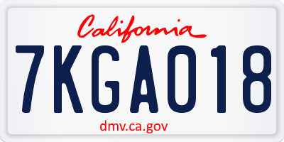 CA license plate 7KGA018