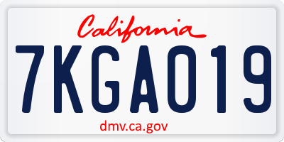 CA license plate 7KGA019
