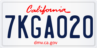 CA license plate 7KGA020