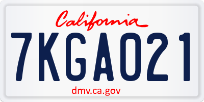 CA license plate 7KGA021