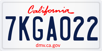 CA license plate 7KGA022