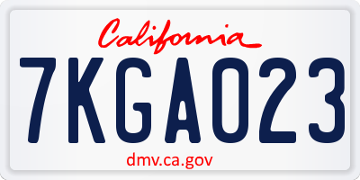 CA license plate 7KGA023