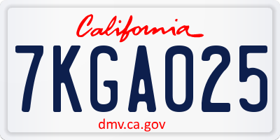 CA license plate 7KGA025