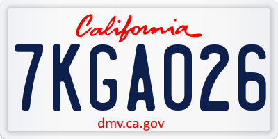 CA license plate 7KGA026