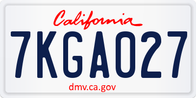 CA license plate 7KGA027