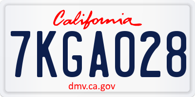 CA license plate 7KGA028