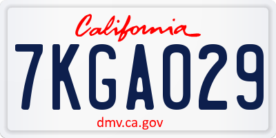 CA license plate 7KGA029