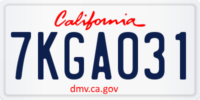 CA license plate 7KGA031