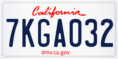 CA license plate 7KGA032