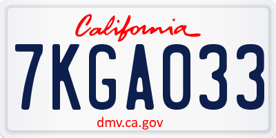CA license plate 7KGA033