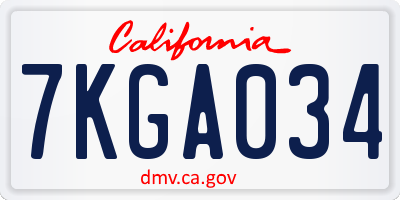 CA license plate 7KGA034