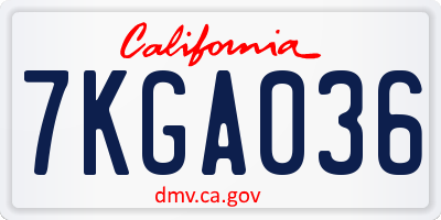 CA license plate 7KGA036