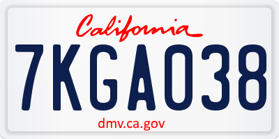 CA license plate 7KGA038