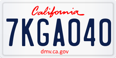 CA license plate 7KGA040