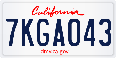 CA license plate 7KGA043
