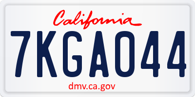 CA license plate 7KGA044