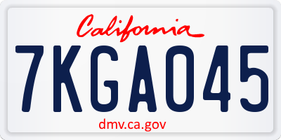CA license plate 7KGA045