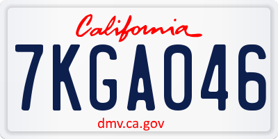 CA license plate 7KGA046
