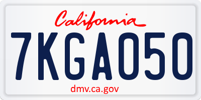 CA license plate 7KGA050