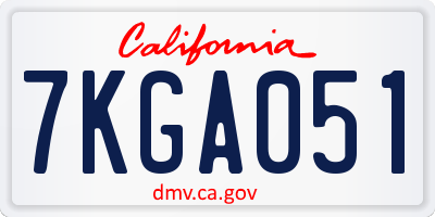 CA license plate 7KGA051