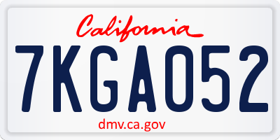 CA license plate 7KGA052