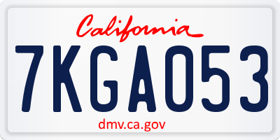 CA license plate 7KGA053
