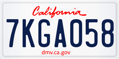 CA license plate 7KGA058