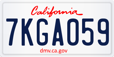 CA license plate 7KGA059
