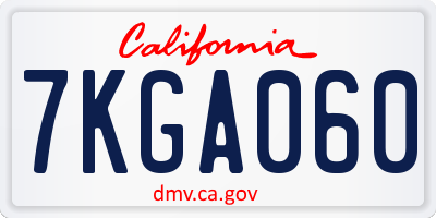 CA license plate 7KGA060