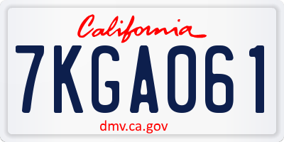 CA license plate 7KGA061