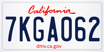 CA license plate 7KGA062