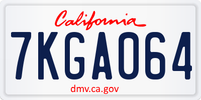 CA license plate 7KGA064