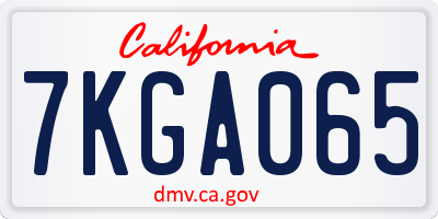 CA license plate 7KGA065