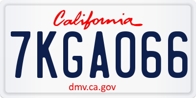 CA license plate 7KGA066