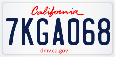 CA license plate 7KGA068