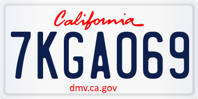 CA license plate 7KGA069